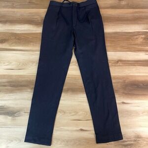 Incotex Navy Blue Pinstripe Pleated Drawstring Elastic Waist Mens 32 Pants EU48